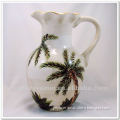 ceramic water pot with coconut tree design